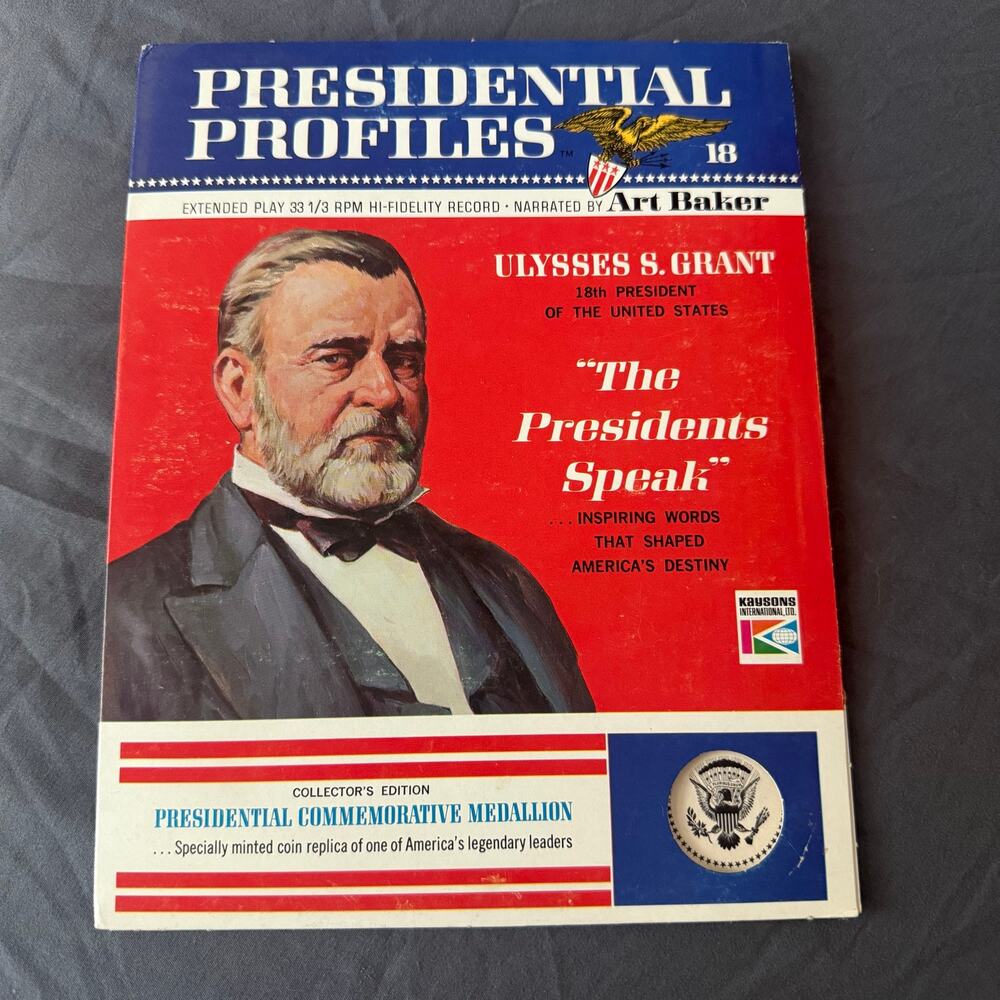 Presidential Profiles Ulysses S Grant LP Record Book Medal Art Baker Vol 18